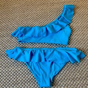 Turquoise Zara Swim, one shoulder